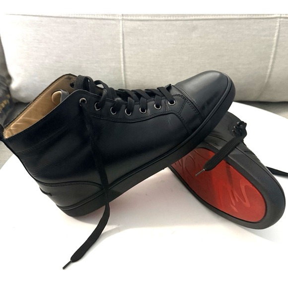 Christian Louboutin Other - 🔥 Christian Louboutin Men's Black Leather Louis High-Top Sneakers – Size US 10